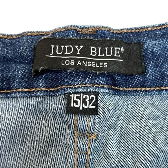 Judy Blue Women's Crop Wide Leg Jeans Blue Size 15 / 32 Mid Rise Stretch Denim - Picture 4 of 8